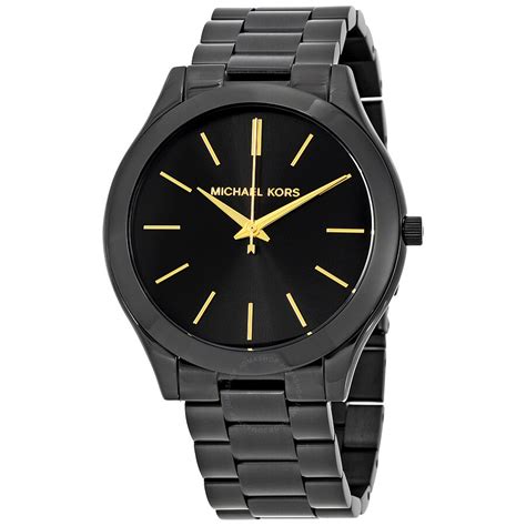 michael kors runway slim watch black|Michael Kors black dial watch.